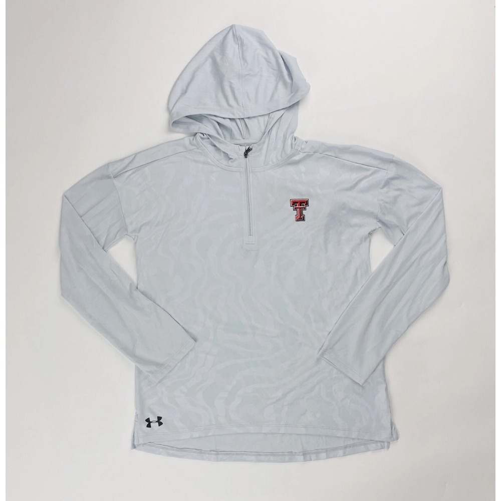 Under Armour Texas Tech Embossed 1/4 Zip Hoodie Women's Small Light Gray 1351230